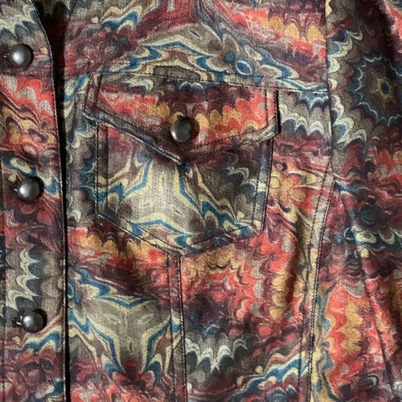 Coldwater Creek Jacket LARGE Multi Color Lined Artsy Long Sleeve Button Up - Picture 8 of 16